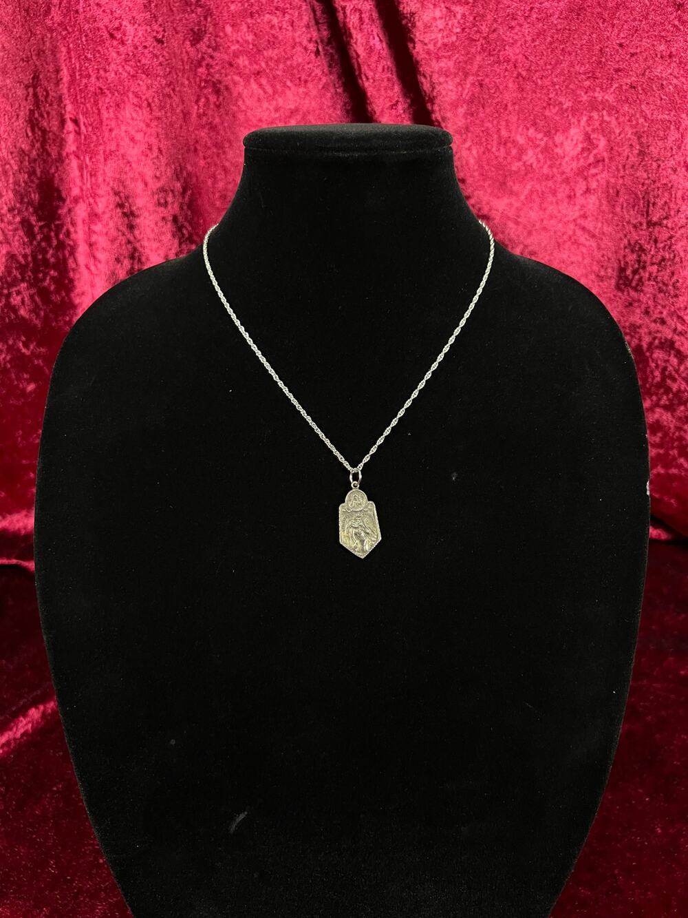 Vintage Sterling Silver Religious Pendant - Saint Christopher Catholic Medal